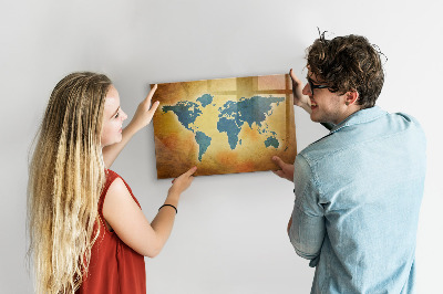 Magnetická psací tabule Mapa světa s prostorem pro fotografie