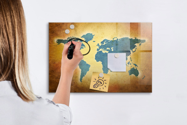 Magnetická psací tabule Mapa světa s prostorem pro fotografie