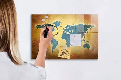 Magnetická psací tabule Mapa světa s prostorem pro fotografie
