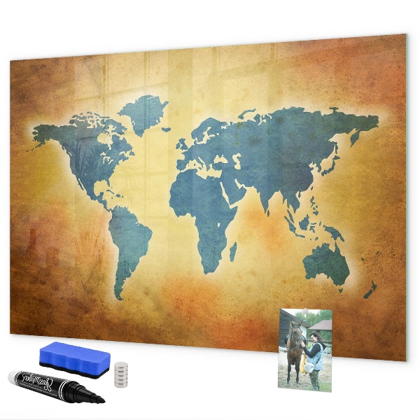 Magnetická psací tabule Mapa světa s prostorem pro fotografie