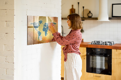 Magnetická psací tabule Mapa světa s prostorem pro fotografie