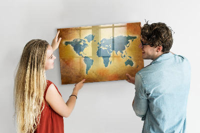 Magnetická psací tabule Mapa světa s prostorem pro fotografie