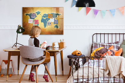 Magnetická psací tabule Mapa světa s prostorem pro fotografie