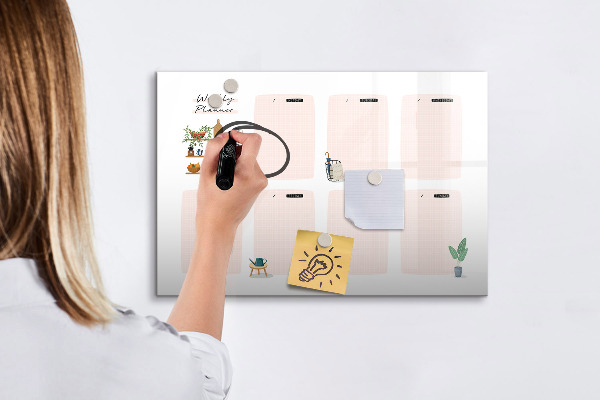 Magnetická psací tabule Týdenní diář s prostorem pro fotografie