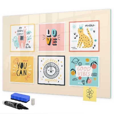 Magnetická psací tabule Kreativní koláže plné pozitivních emocí