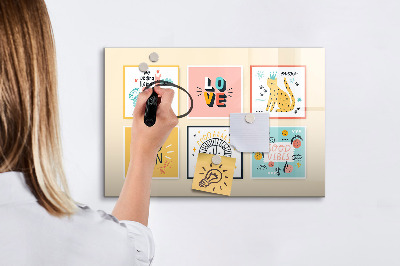 Magnetická psací tabule Kreativní koláže plné pozitivních emocí