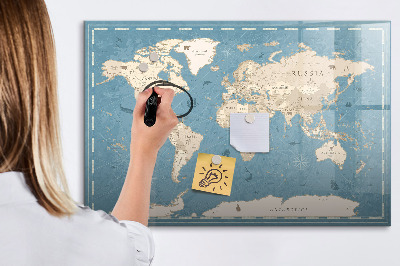 Magnetická psací tabule Mapa světa s osobními vzpomínkami