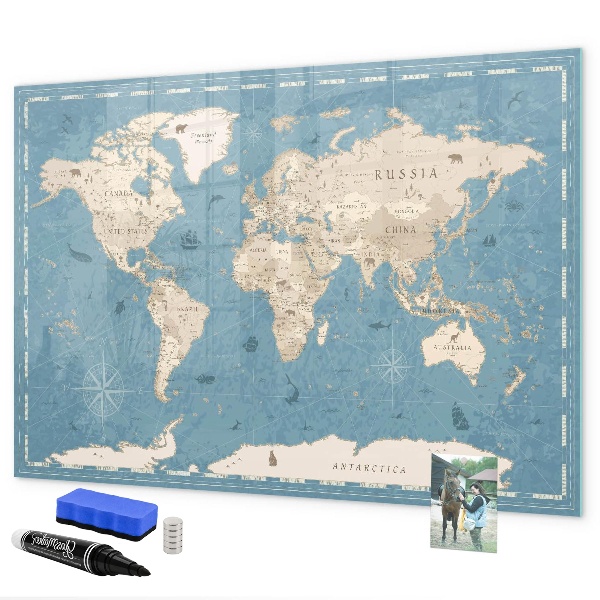 Magnetická psací tabule Mapa světa s osobními vzpomínkami