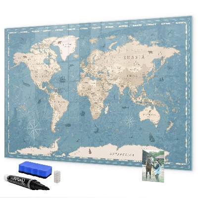 Magnetická psací tabule Mapa světa s osobními vzpomínkami