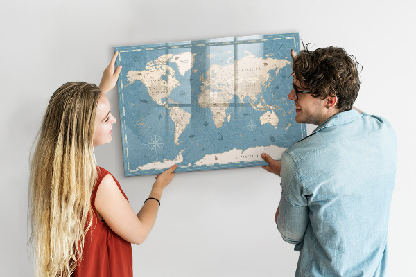 Magnetická psací tabule Mapa světa s osobními vzpomínkami