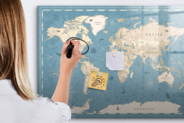 Magnetická psací tabule Mapa světa s osobními vzpomínkami