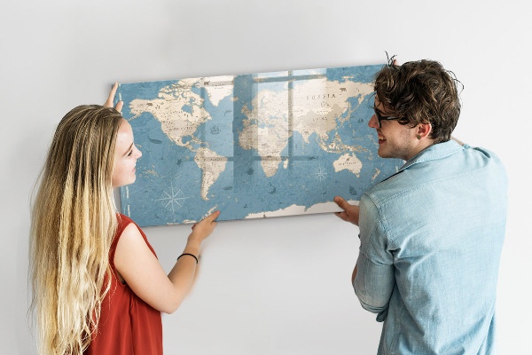 Magnetická psací tabule Mapa světa s osobními vzpomínkami