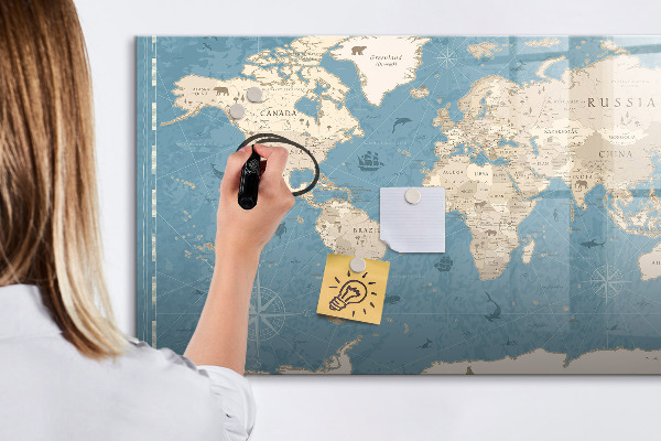 Magnetická psací tabule Mapa světa s osobními vzpomínkami