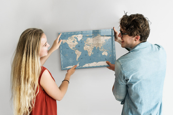 Magnetická psací tabule Mapa světa s osobními vzpomínkami