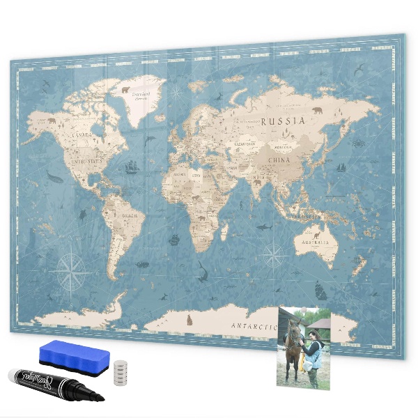 Magnetická psací tabule Mapa světa s osobními vzpomínkami