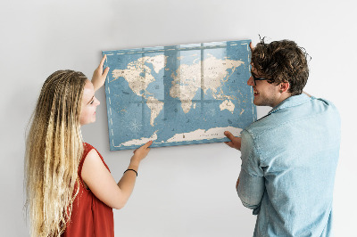 Magnetická psací tabule Mapa světa s osobními vzpomínkami