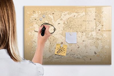 Popisovatelná magnetická tabule Mapa světa s fotografiemi a příslušenstvím
