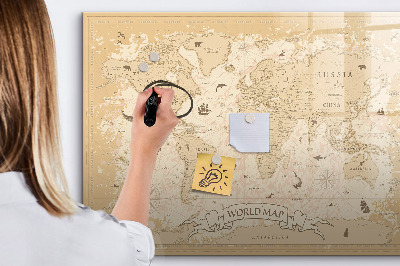 Popisovatelná magnetická tabule Mapa světa s fotografiemi a příslušenstvím