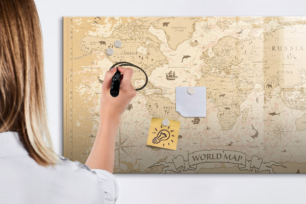 Popisovatelná magnetická tabule Mapa světa s fotografiemi a příslušenstvím