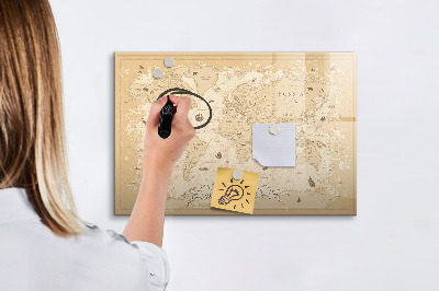 Popisovatelná magnetická tabule Mapa světa s fotografiemi a příslušenstvím