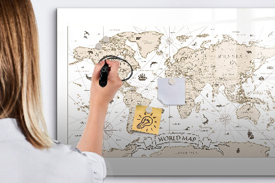Magnetická psací tabule Mapa světa s místy, kde se daly pořídit fotografie