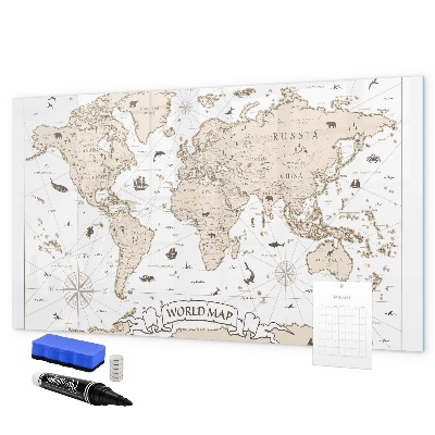 Magnetická psací tabule Mapa světa s místy, kde se daly pořídit fotografie