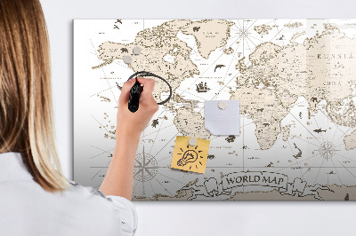 Magnetická psací tabule Mapa světa s místy, kde se daly pořídit fotografie