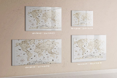 Magnetická psací tabule Mapa světa s místy, kde se daly pořídit fotografie