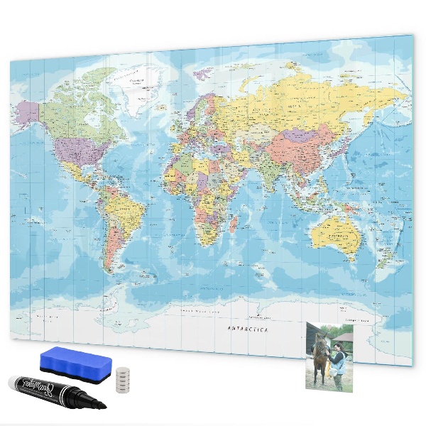 Magnetická psací tabule Mapa světa s osobními vzpomínkami