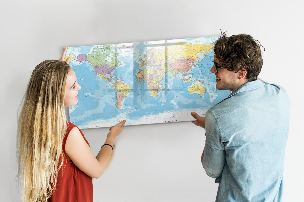 Magnetická psací tabule Mapa světa s osobními vzpomínkami
