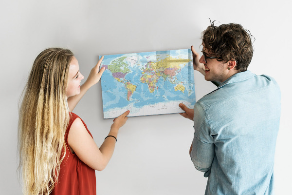 Magnetická psací tabule Mapa světa s osobními vzpomínkami