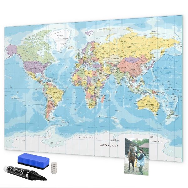 Magnetická psací tabule Mapa světa s osobními vzpomínkami