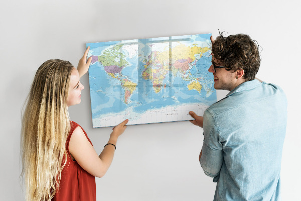 Magnetická psací tabule Mapa světa s osobními vzpomínkami