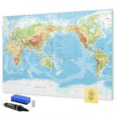 Popisovatelná magnetická tabule Mapa světa s fotografiemi a příslušenstvím