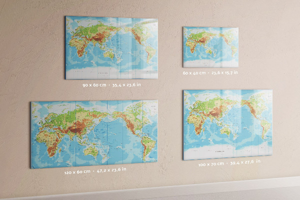 Popisovatelná magnetická tabule Mapa světa s fotografiemi a příslušenstvím