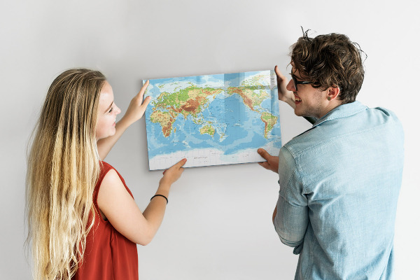 Popisovatelná magnetická tabule Mapa světa s fotografiemi a příslušenstvím