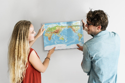 Popisovatelná magnetická tabule Mapa světa s fotografiemi a příslušenstvím
