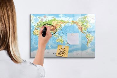 Popisovatelná magnetická tabule Mapa světa s fotografiemi a příslušenstvím