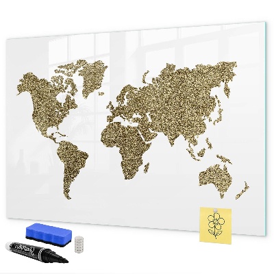 Magnetická psací tabule Mapa světa s místy, kde se daly pořídit fotografie