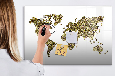 Magnetická psací tabule Mapa světa s místy, kde se daly pořídit fotografie