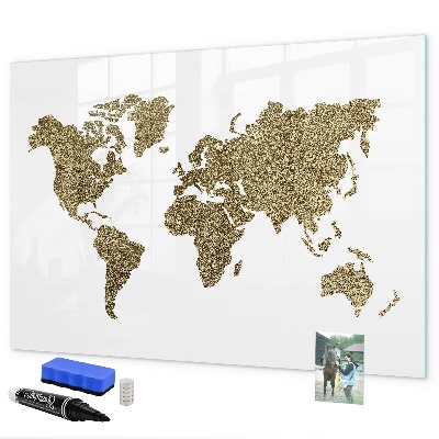Magnetická psací tabule Mapa světa s místy, kde se daly pořídit fotografie