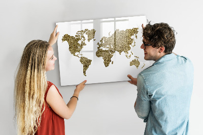 Magnetická psací tabule Mapa světa s místy, kde se daly pořídit fotografie
