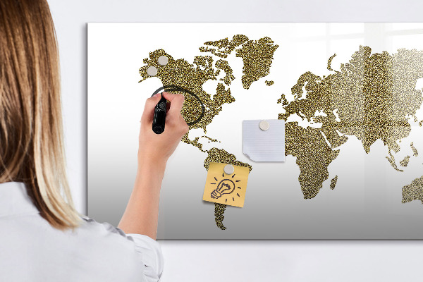 Magnetická psací tabule Mapa světa s místy, kde se daly pořídit fotografie