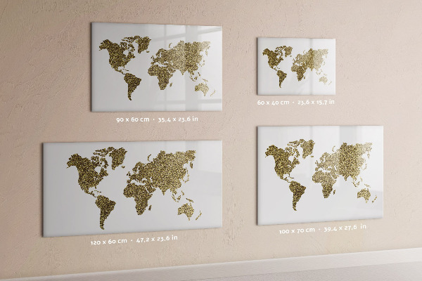 Magnetická psací tabule Mapa světa s místy, kde se daly pořídit fotografie