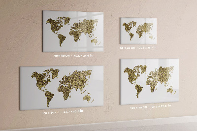 Magnetická psací tabule Mapa světa s místy, kde se daly pořídit fotografie