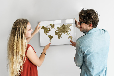 Magnetická psací tabule Mapa světa s místy, kde se daly pořídit fotografie