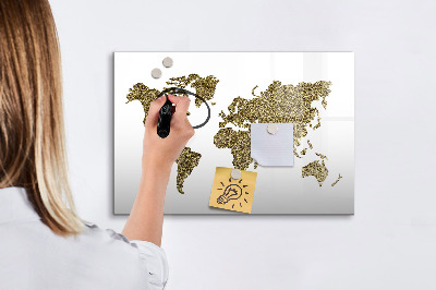Magnetická psací tabule Mapa světa s místy, kde se daly pořídit fotografie