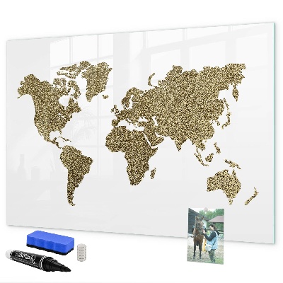 Magnetická psací tabule Mapa světa s místy, kde se daly pořídit fotografie