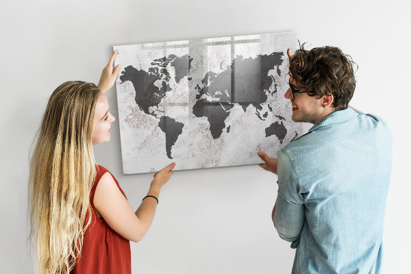 Popisovatelná magnetická tabule Mapa světa se vzpomínkami a poznámkami