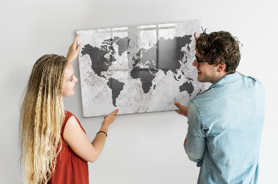 Popisovatelná magnetická tabule Mapa světa se vzpomínkami a poznámkami